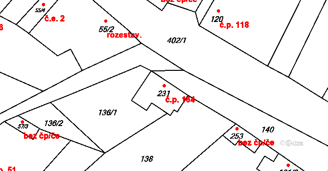 Lounky 164, Chodouny na parcele st. 231 v KÚ Lounky, Katastrální mapa