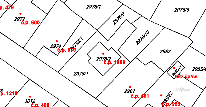 Hlučín 1988 na parcele st. 2978/2 v KÚ Hlučín, Katastrální mapa