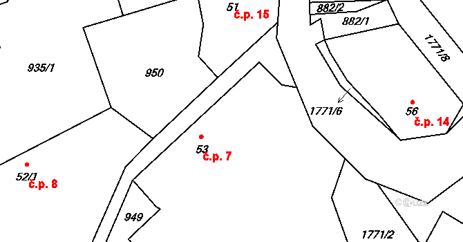 Semtín 7, Olbramovice na parcele st. 53 v KÚ Olbramovice u Votic, Katastrální mapa