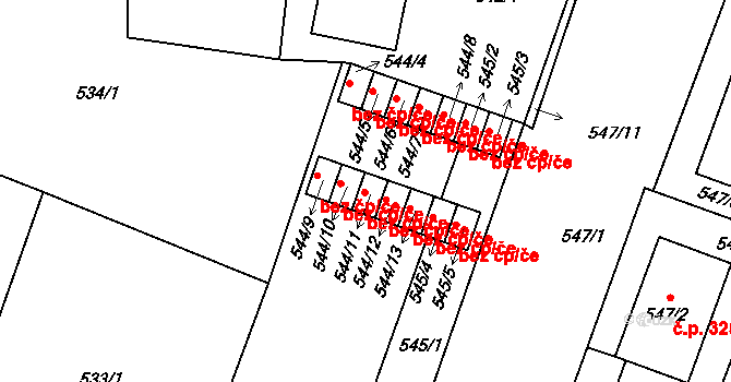 Lipůvka 38 na parcele st. 544/11 v KÚ Lipůvka, Katastrální mapa