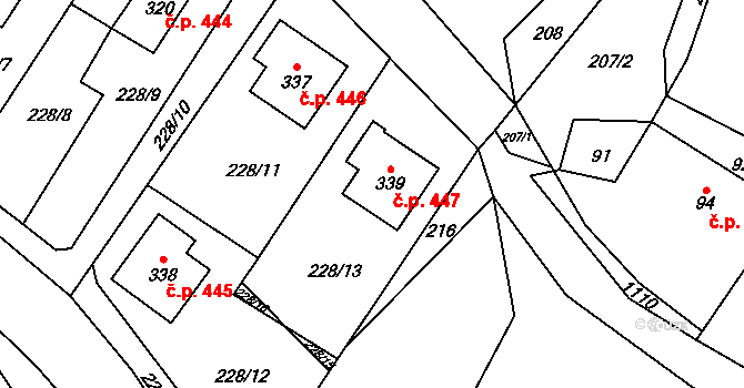 Český Herálec 447, Herálec na parcele st. 339 v KÚ Český Herálec, Katastrální mapa