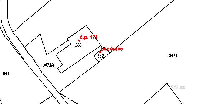 Horní Jiřetín 38027372 na parcele st. 812 v KÚ Horní Jiřetín, Katastrální mapa