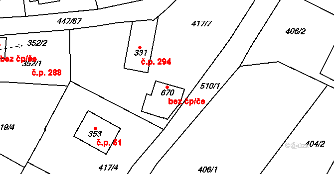 Nižbor 40578372 na parcele st. 670 v KÚ Nižbor, Katastrální mapa