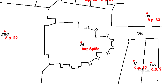 Jičín 42204372 na parcele st. 26 v KÚ Jičín, Katastrální mapa