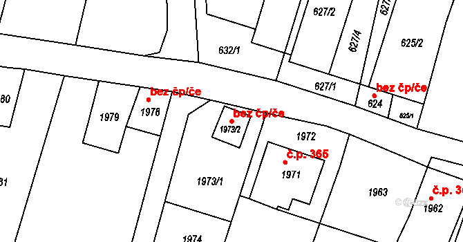 Šatov 42540372 na parcele st. 1973/2 v KÚ Šatov, Katastrální mapa