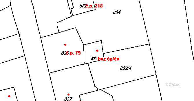 Bernartice nad Odrou 42725372 na parcele st. 835 v KÚ Bernartice nad Odrou, Katastrální mapa