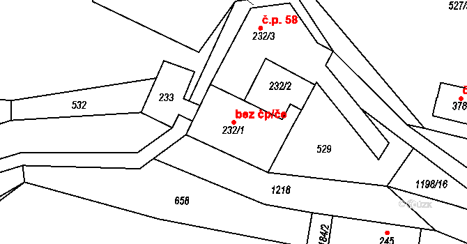 Jimramov 48581372 na parcele st. 232/1 v KÚ Jimramov, Katastrální mapa