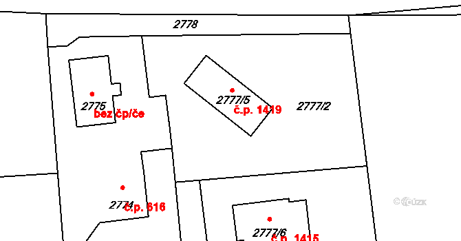 Lutyně 1419, Orlová na parcele st. 2777/5 v KÚ Horní Lutyně, Katastrální mapa