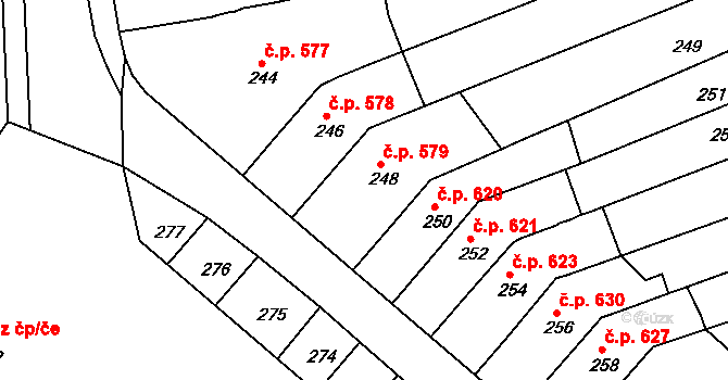 Bučovice 579 na parcele st. 248 v KÚ Bučovice, Katastrální mapa