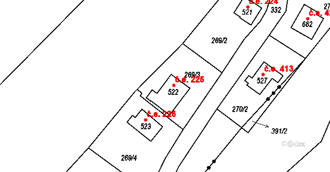 Černolice 225 na parcele st. 522 v KÚ Černolice, Katastrální mapa