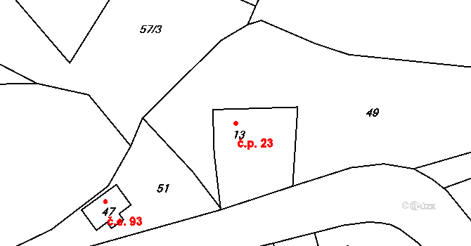 Zbyslavec 23, Míčov-Sušice na parcele st. 13 v KÚ Zbyslavec, Katastrální mapa