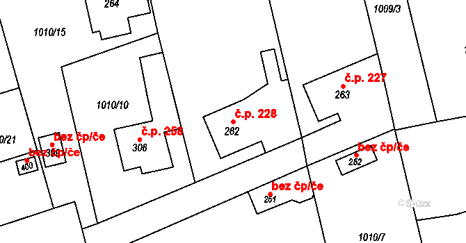 Velká Ves 228, Broumov na parcele st. 262 v KÚ Velká Ves u Broumova, Katastrální mapa