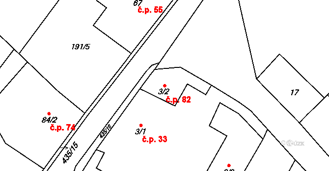 Babí 82, Náchod na parcele st. 3/2 v KÚ Babí u Náchoda, Katastrální mapa