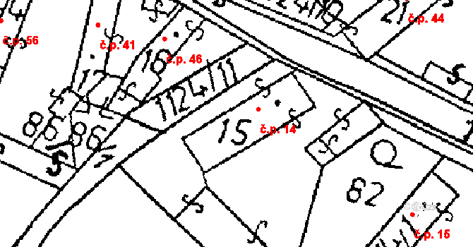 Žandov 14, Chlístovice na parcele st. 15 v KÚ Žandov, Katastrální mapa
