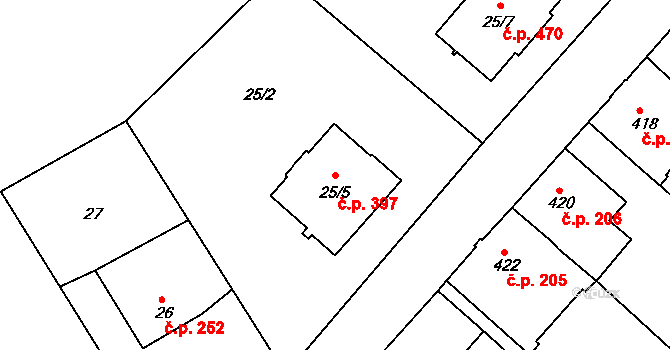 Rudolfov 397 na parcele st. 25/5 v KÚ Rudolfov u Českých Budějovic, Katastrální mapa