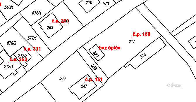 Telnice 118214373 na parcele st. 323 v KÚ Telnice, Katastrální mapa