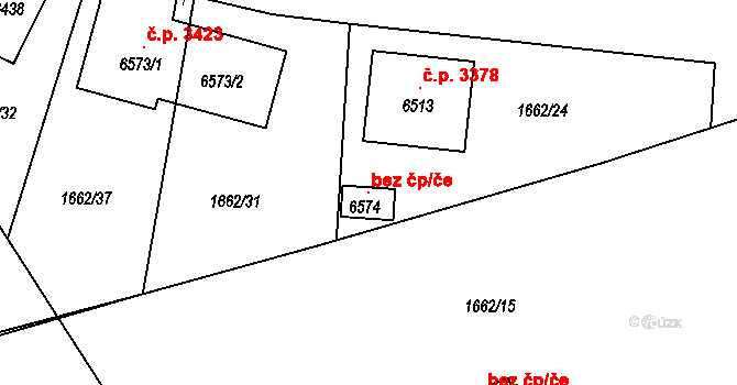 Šumperk 121048373 na parcele st. 6574 v KÚ Šumperk, Katastrální mapa