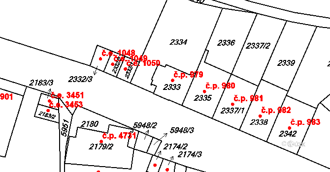 Jihlava 979 na parcele st. 2333 v KÚ Jihlava, Katastrální mapa