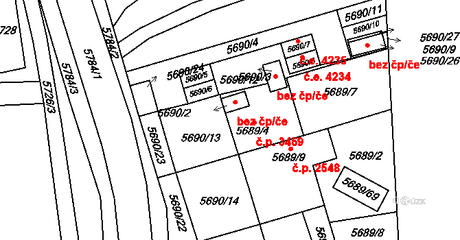 Jihlava 3459 na parcele st. 5689/4 v KÚ Jihlava, Katastrální mapa