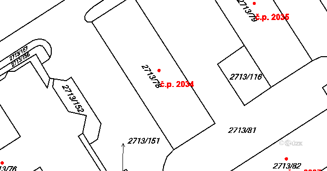 Tachov 2034 na parcele st. 2713/78 v KÚ Tachov, Katastrální mapa