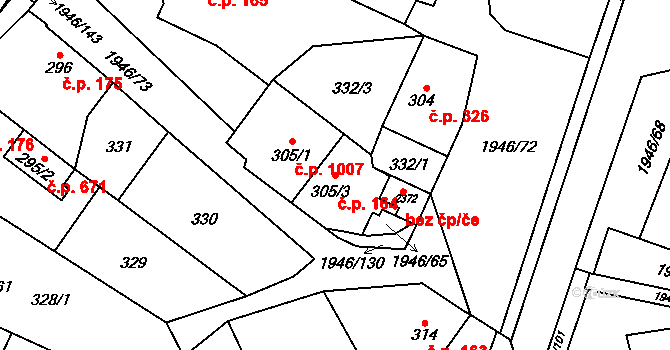 Třebechovice pod Orebem 164 na parcele st. 305/3 v KÚ Třebechovice pod Orebem, Katastrální mapa