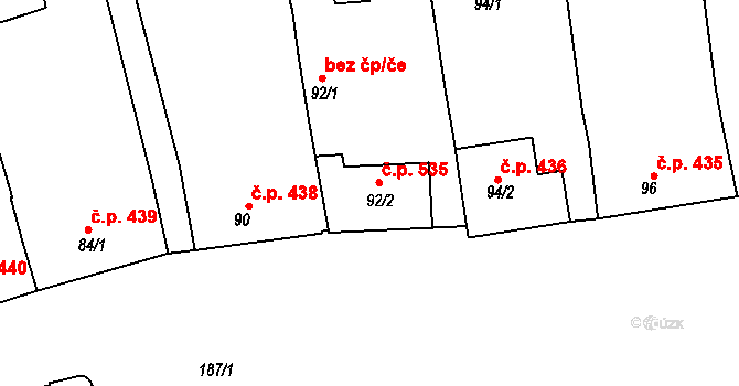 Nenakonice 437, Věrovany na parcele st. 92 v KÚ Věrovany, Katastrální mapa