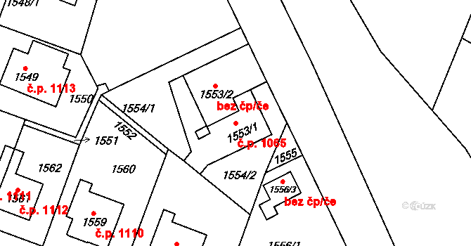 Nová Paka 1065 na parcele st. 1553/1 v KÚ Nová Paka, Katastrální mapa