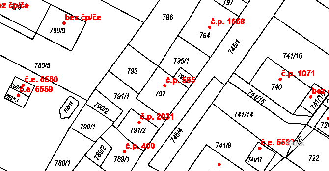 Kadaň 565 na parcele st. 792 v KÚ Kadaň, Katastrální mapa