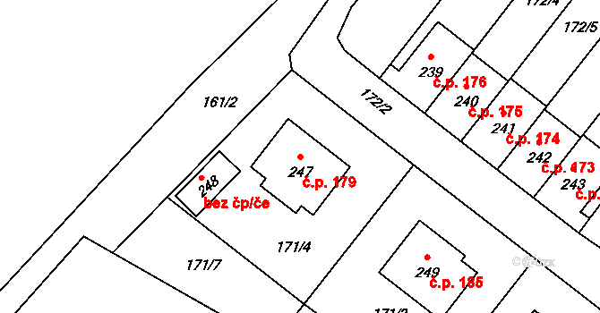 Cerekvice nad Loučnou 179 na parcele st. 247 v KÚ Cerekvice nad Loučnou, Katastrální mapa