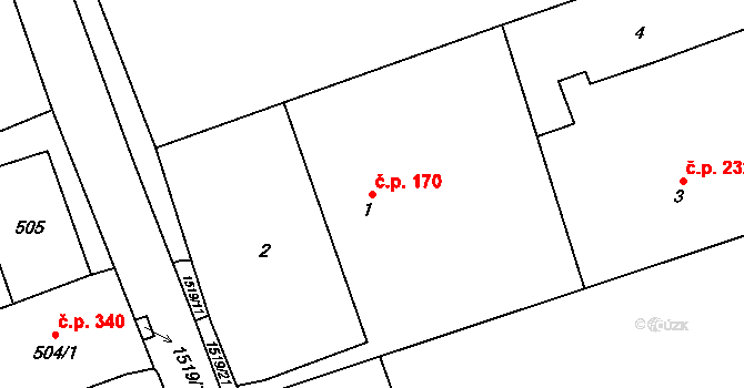 Záblatí 170, Bohumín na parcele st. 1 v KÚ Záblatí u Bohumína, Katastrální mapa
