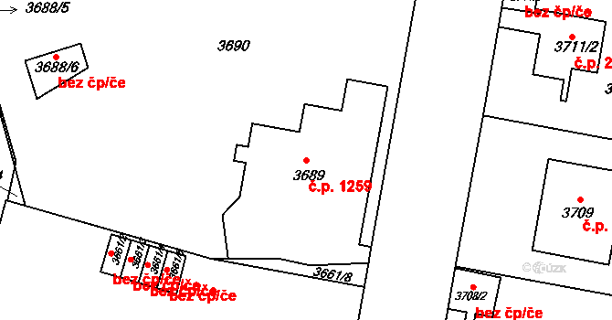 Smíchov 1259, Praha na parcele st. 3689 v KÚ Smíchov, Katastrální mapa