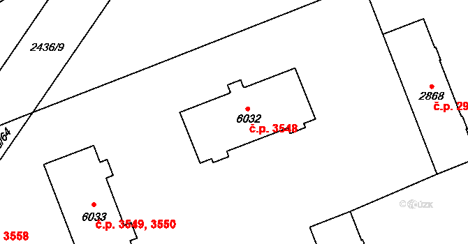 Hodonín 3548 na parcele st. 6032 v KÚ Hodonín, Katastrální mapa