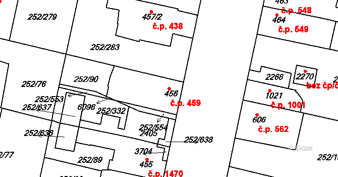 Rosice 459 na parcele st. 456 v KÚ Rosice u Brna, Katastrální mapa