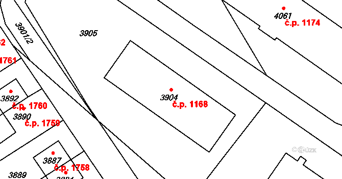 Vsetín 1168 na parcele st. 3904 v KÚ Vsetín, Katastrální mapa