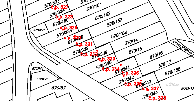 Žďár nad Sázavou 2 333, Žďár nad Sázavou na parcele st. 570/339 v KÚ Zámek Žďár, Katastrální mapa