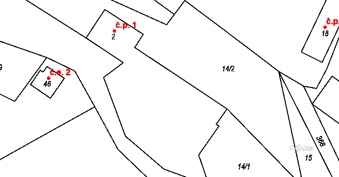 Řikonín 1 na parcele st. 2 v KÚ Řikonín, Katastrální mapa