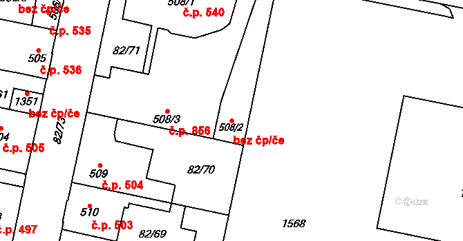 Kladno 38580373 na parcele st. 508/2 v KÚ Rozdělov, Katastrální mapa