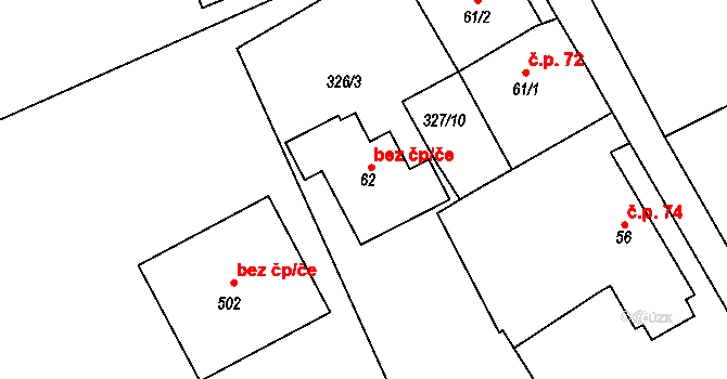 Kařez 39957373 na parcele st. 62 v KÚ Kařez, Katastrální mapa