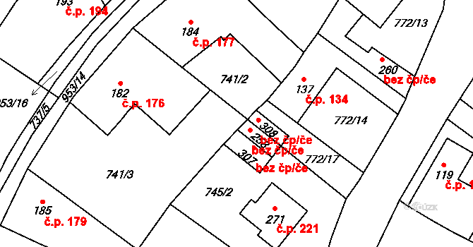 Chodouň 40581373 na parcele st. 259 v KÚ Chodouň, Katastrální mapa