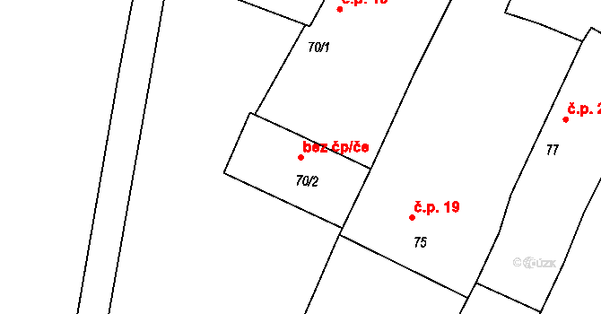 Slavonice 40986373 na parcele st. 70/2 v KÚ Mutišov, Katastrální mapa