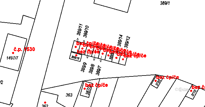 Moravská Třebová 42218373 na parcele st. 389/7 v KÚ Moravská Třebová, Katastrální mapa