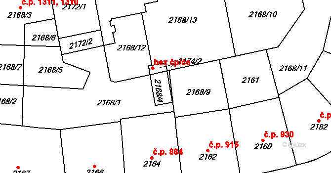Praha 44481373 na parcele st. 2168/4 v KÚ Vršovice, Katastrální mapa