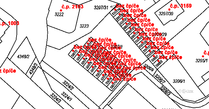 Teplice 45123373 na parcele st. 3207/14 v KÚ Teplice, Katastrální mapa