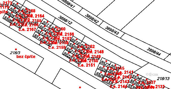Řečkovice 2148, Brno na parcele st. 5523 v KÚ Řečkovice, Katastrální mapa