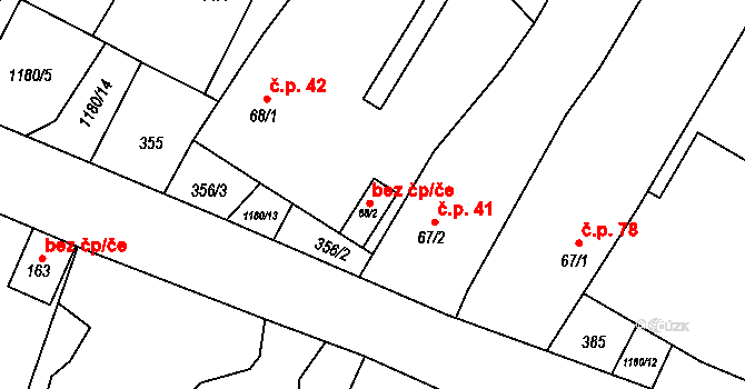 Starý Jičín 48074373 na parcele st. 68/2 v KÚ Palačov, Katastrální mapa