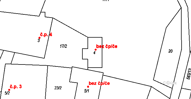 Letovice 49376373 na parcele st. 4 v KÚ Novičí, Katastrální mapa