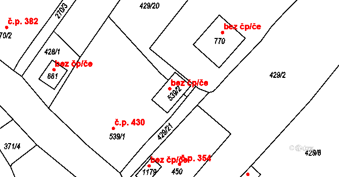 Hejnice 54612373 na parcele st. 539/2 v KÚ Hejnice, Katastrální mapa