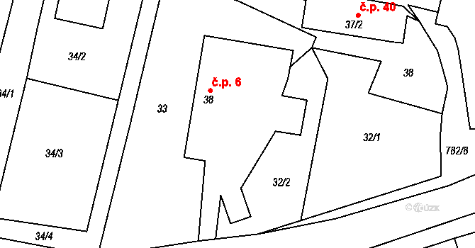 Srlín 6, Bernartice na parcele st. 38 v KÚ Srlín, Katastrální mapa