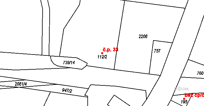Kobylá nad Vidnavkou 33 na parcele st. 112/2 v KÚ Kobylá nad Vidnavkou, Katastrální mapa