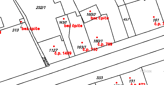 Rudná 710 na parcele st. 163/1 v KÚ Hořelice, Katastrální mapa